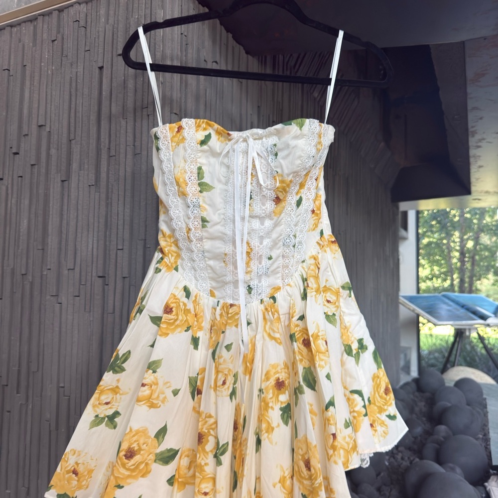American Threads Yellow and White Dress